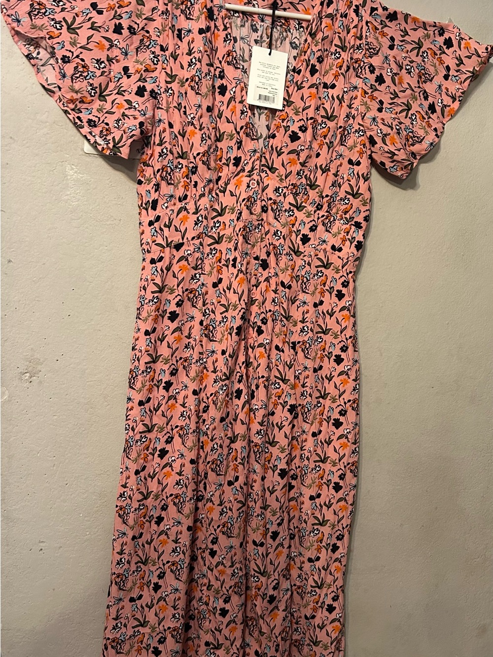 Pink Floral V-Neck Maxi Dress